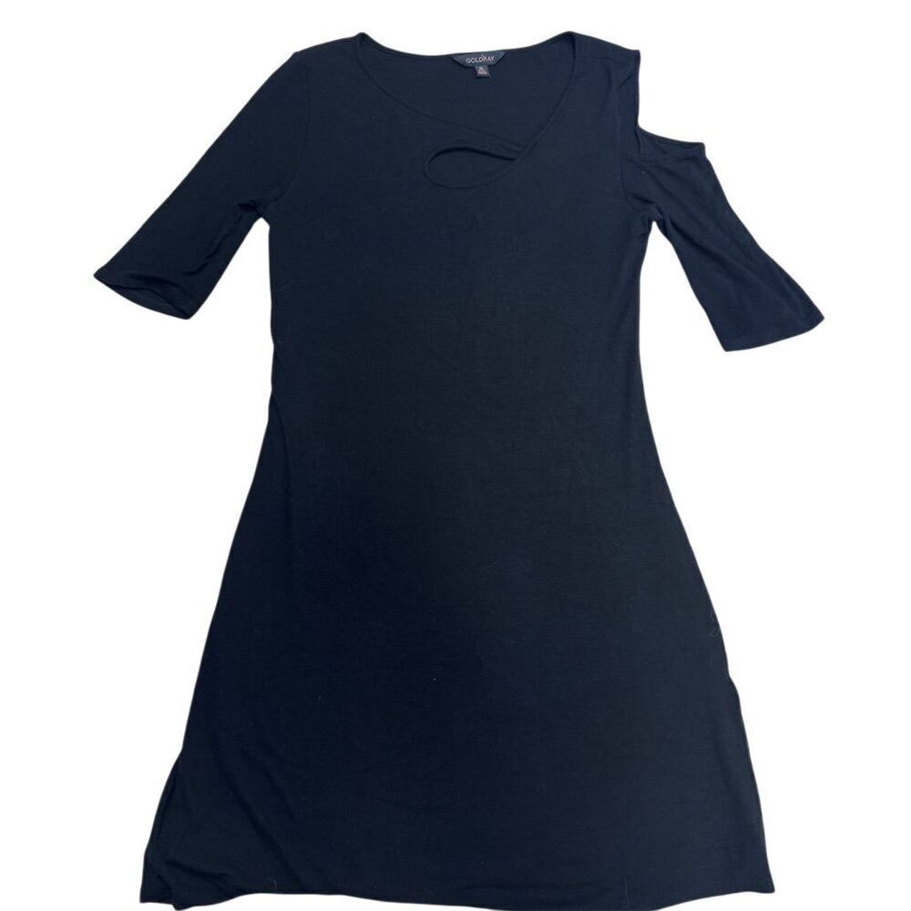 EUC Goldray Women's Standard Black Cold-Shoulder XL Knee Length Dress